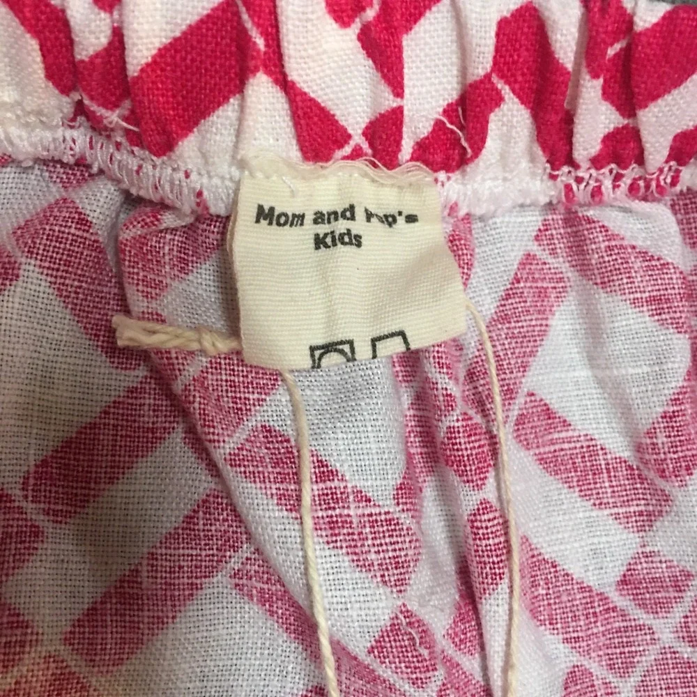 Skirt 100% Linen Girls 6 Midi Pink Geometric Ruffle Tiered Mom and Pop's Kids - Picture 5 of 9